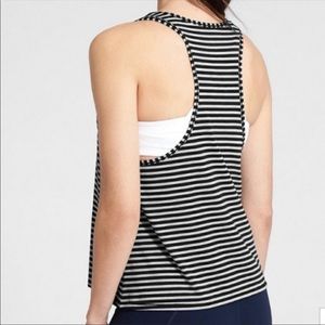 Athleta Gray & Navy Striped Essence Low Tank Top Size Medium